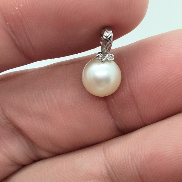 14K Karat White Gold Fresh Water 10mm Pearl Pendant 1.1 Grams PF No Chain - Picture 12 of 12